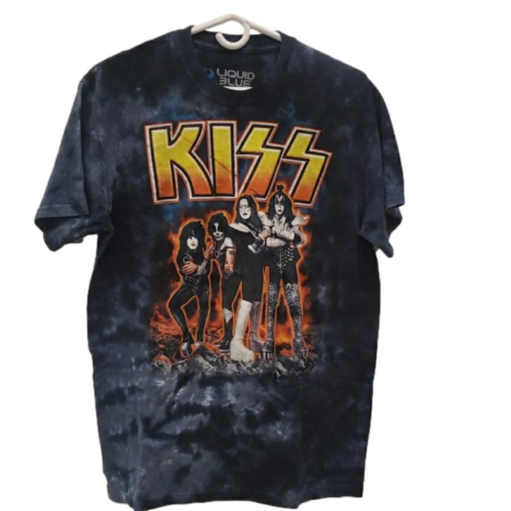 Liquid Blue 'Kiss' Men's T-Shirt Black Blue Medium 2013 UNISEX